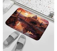 Rome Sunset Bath Rug Coral Velvet Bathroom Mat Non Slip Absorbent Shower Rug Soft Indoor Entrance Floor Mat Kitchen Area Carpet Modern Door Mats for Home Bedroom 19.7"x31.5"