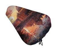 Rome Sunset Bike Seat Cover Waterproof Oxford Fabric, Universal Adjustable Bicycle Saddle Cover with Drawstring Easy Install Protective Rain Dust Covers for Women Men