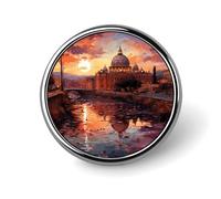Rome Sunset Round Lapel Pins for Men Women Metal Button Pin Fashion Personalized Brooch Pins for Men Suits Cute Brooch Badge for Backpack Clothing Hat Bag Decoration
