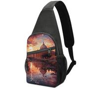Rome Sunset Sling Bag for Men Women, Hands-Free Crossbody Bag, Casual Chest Bag for Running, Hiking, Travel