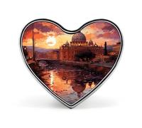 Rome Sunset Snowflakes And Christmas Trees Lapel Pin - Heart Shape Brooch Pins for Men & Women Suit Accessories, 1" Lightweight Enamel Lapel Pins Buttons for Backpacks, Hats, Bags, Lanyards