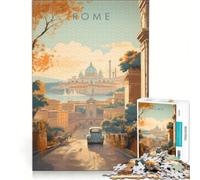 Rome Travel Poster 1000 piece jigsaw puzzles | Stress Reliever Toy Wall Decor Unique gifts for birthday and Christmas 38x26cm