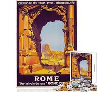 Rome Travel Poster 1000 Piece Jigsaws for Adults Puzzle Stimulate Active Brain And Mind Gentle Relaxing Fun Activity (50x75cm)