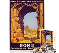 Rome Travel Poster Jigsaw for Teenagers 1000 Pieces Stimulate Active Brain And Mind Gentle Relaxing Fun Activity (38x52cm)
