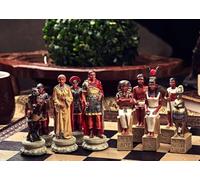 Rome vs Egypt Wars Handmade Chess Set - King 8.5 cm, Multiple Boards Options (Walnut Board with Nacre Inlay Set)