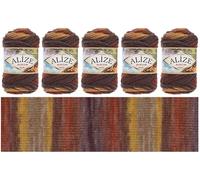 Rome Yarn Alize Burcum Batik 5 x 100 g, 100% Acrylic, 210 m, Hand Knitting Yarn, Baby Wool, Accessory for Crochet, Multicoloured Gradient Wool (3379)