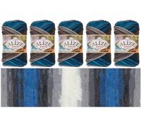 Rome Yarn Alize Burcum Batik 5 x 100 g, 100% Acrylic, 210 m, Hand Knitting Yarn, Baby Wool, Accessory for Crochet, Multicoloured Gradient Wool (4200)