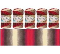 Rome Yarn Alize Burcum Batik 5 x 100 g, 100% Acrylic, 210 m, Hand Knitting Yarn, Baby Wool, Accessory for Crochet, Multicoloured Gradient Wool (4574)