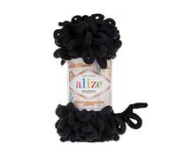 Rome Yarn Alize Puffy 100g Knitting Yarn, 100% Polyester, Loop Knitting, Soft, Baby Blanket Yarn, Black