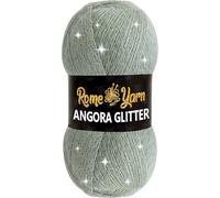 Rome Yarn Angora Glitter | 500m | 100g | 75% Acrylic 20% Wool 5% Metallic Polyester | Hand Knitting Yarn | Crochet Yarn | Acrylic Simli Yarn (1 Pack, 427 Water Green)