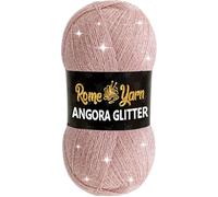 Rome Yarn Angora Glitter | 500m | 100g | 75% Acrylic 20% Wool 5% Metallic Polyester | Hand Knitting Yarn | Crochet Yarn | Acrylic Simli Yarn (1 Pack, 758 Powder)