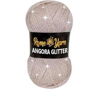 Rome Yarn Angora Glitter | 500m | 100g | 75% Acrylic 20% Wool 5% Metallic Polyester | Hand Knitting Yarn | Crochet Yarn | Acrylic Simli Yarn (1, 762 Beige)