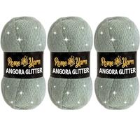 Rome Yarn Angora Glitter | 500m | 100g | 75% Acrylic 20% Wool 5% Metallic Polyester | Hand Knitting Yarn | Crochet Yarn | Acrylic Simli Yarn (3 Pack, 427 Water Green)