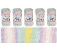 Rome Yarn Sekerim Bebe Batik Yarn 5 x 100g, 320m, 100% Acrylic Baby Wool, Multicolored, DK Batik Yarn