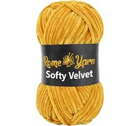 Rome Yarn Softy Velvet Yarn 100g/3.52oz - 120m/131yards | Super Chunky Bulky Chenille Soft Yarn for Knitting and Crochet Baby Blanket Amigurumi Plush Thick (1 Pack, 916 Mustard)
