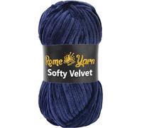 Rome Yarn Softy Velvet Yarn 100g/3.52oz - 120m/131yards | Super Chunky Bulky Chenille Soft Yarn for Knitting and Crochet Baby Blanket Amigurumi Plush Thick (1 Pack, 917 Navy Blue)