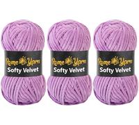 Rome Yarn Softy Velvet Yarn 100g/3.52oz - 120m/131yards | Super Chunky Bulky Chenille Soft Yarn for Knitting and Crochet Baby Blanket Amigurumi Plush Thick (3 Pack, 941 Lilac)