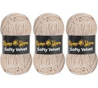Rome Yarn Softy Velvet Yarn 100g/3.52oz - 120m/131yards | Super Chunky Bulky Chenille Soft Yarn for Knitting and Crochet Baby Blanket Amigurumi Plush Thick (3 Pack, 943 Light Beige)