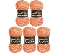 Rome Yarn Softy Velvet Yarn 100g/3.52oz - 120m/131yards | Super Chunky Bulky Chenille Soft Yarn for Knitting and Crochet Baby Blanket Amigurumi Plush Thick (5 Pack, 933)
