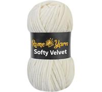Rome Yarn Softy Velvet Yarn 100g/3.52oz - 120m/131yards | Super Chunky Bulky Chenille Soft Yarn for Knitting and Crochet Baby Blanket Amigurumi Plush Thick (1 Pack, 910 Cream)