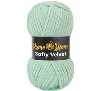 Rome Yarn Softy Velvet Yarn 100g/3.52oz - 120m/131yards | Super Chunky Bulky Chenille Soft Yarn for Knitting and Crochet Baby Blanket Amigurumi Plush Thick (1 Pack, 903 Mint Green)