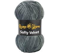 Rome Yarn Softy Velvet Yarn 100g/3.52oz - 120m/131yards | Super Chunky Bulky Chenille Soft Yarn for Knitting and Crochet Baby Blanket Amigurumi Plush Thick (1 Pack, 905 Dark Grey)