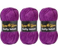 Rome Yarn Softy Velvet Yarn 100g/3.52oz - 120m/131yards | Super Chunky Bulky Chenille Soft Yarn for Knitting and Crochet Baby Blanket Amigurumi Plush Thick (3 Pack, 940 Purple)