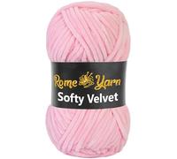 Rome Yarn Softy Velvet Yarn 100g/3.52oz - 120m/131yards | Super Chunky Bulky Chenille Soft Yarn for Knitting and Crochet Baby Blanket Amigurumi Plush Thick (1 Pack, 904 Pink)