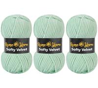 Rome Yarn Softy Velvet Yarn 100g/3.52oz - 120m/131yards | Super Chunky Bulky Chenille Soft Yarn for Knitting and Crochet Baby Blanket Amigurumi Plush Thick (3 Pack, 903 Mint Green)