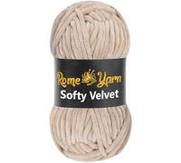 Rome Yarn Softy Velvet Yarn 100g/3.52oz - 120m/131yards | Super Chunky Bulky Chenille Soft Yarn for Knitting and Crochet Baby Blanket Amigurumi Plush Thick (1 Pack, 943 Light Beige)