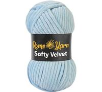 Rome Yarn Softy Velvet Yarn 100g/3.52oz - 120m/131yards | Super Chunky Bulky Chenille Soft Yarn for Knitting and Crochet Baby Blanket Amigurumi Plush Thick (1 Pack, 907 Light Blue)