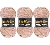 Rome Yarn Softy Velvet Yarn 100g/3.52oz - 120m/131yards | Super Chunky Bulky Chenille Soft Yarn for Knitting and Crochet Baby Blanket Amigurumi Plush Thick (3 Pack, 924 Dirty Pink)