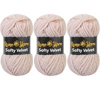 Rome Yarn Softy Velvet Yarn 100g/3.52oz - 120m/131yards | Super Chunky Bulky Chenille Soft Yarn for Knitting and Crochet Baby Blanket Amigurumi Plush Thick (3 Pack, 953 Powder)