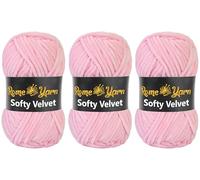 Rome Yarn Softy Velvet Yarn 100g/3.52oz - 120m/131yards | Super Chunky Bulky Chenille Soft Yarn for Knitting and Crochet Baby Blanket Amigurumi Plush Thick (3 Pack, 904 Pink)