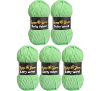 Rome Yarn Softy Velvet Yarn 100g/3.52oz - 120m/131yards | Super Chunky Bulky Chenille Soft Yarn for Knitting and Crochet Baby Blanket Amigurumi Plush Thick (5 Pack, 950 Pistachio)