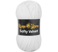 Rome Yarn Softy Velvet Yarn 100g/3.52oz - 120m/131yards | Super Chunky Bulky Chenille Soft Yarn for Knitting and Crochet Baby Blanket Amigurumi Plush Thick (1 Pack, 901 White)