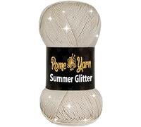 Rome Yarn Summer Glitter | Sparkle Yarn | Silk Effect | Acrylic Anti-Pilling Metallic Simli and Satin Textured Wool Thread Crochet Art Lace Craft (1 Pack, 861 Beige)