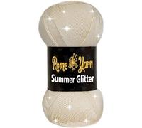 Rome Yarn Summer Glitter | Sparkle Yarn | Silk Effect | Acrylic Anti-Pilling Metallic Simli and Satin Textured Wool Thread Crochet Art Lace Craft (1 Pack, 25 Cream)