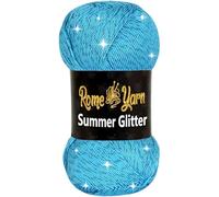 Rome Yarn Summer Glitter | Sparkle Yarn | Silk Effect | Acrylic Anti-Pilling Metallic Simli and Satin Textured Wool Thread Crochet Art Lace Craft (1 Pack, 512 Sky Blue)