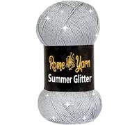 Rome Yarn Summer Glitter | Sparkle Yarn | Silk Effect | Acrylic Anti-Pilling Metallic Simli and Satin Textured Wool Thread Crochet Art Lace Craft (1 Pack, 941 Grey)