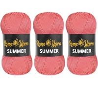 Rome Yarn Summer Yarn | Silk Effect | #2 Fine | 100 g | 350 m | Anti-Pilling Acrylic Yarn | Knitting Thread Crochet Art Lace Craft (3 Pack, 766 Light Pink)