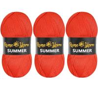Rome Yarn Summer Yarn | Silk Effect | #2 Fine | 100 g | 350 m | Anti-Pilling Acrylic Yarn | Knitting Thread Crochet Art Lace Craft (3 Pack, 101 Pomegranate Flower)