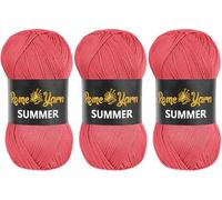 Rome Yarn Summer Yarn | Silk Effect | #2 Fine | 100 g | 350 m | Anti-Pilling Acrylic Yarn | Knitting Thread Crochet Art Lace Craft (3 Pack, 810 Poppy)