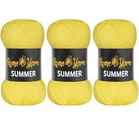 Rome Yarn Summer Yarn | Silk Effect | #2 Fine | 100 g | 350 m | Anti-Pilling Acrylic Yarn | Knitting Thread Crochet Art Lace Craft (3 Pack, 323 Yellow)