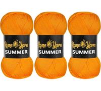 Rome Yarn Summer Yarn | Silk Effect | #2 Fine, 4 Ply (UK), Sport (USA) | 100 g | 350 m | Anti-Pilling Acrylic Yarn | Knitting Thread Crochet Art Lace Craft (3 Pack, 273 Light Orange)