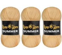 Rome Yarn Summer Yarn | Silk Effect | #2 Fine, 4 Ply (UK), Sport (USA) | 100 g | 350 m | Anti-Pilling Acrylic Yarn | Knitting Thread Crochet Art Lace Craft (3 Pack, 275 Honey Foam)
