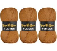 Rome Yarn Summer Yarn | Silk Effect | #2 Fine, 4 Ply (UK), Sport (USA) | 100 g | 350 m | Anti-Pilling Acrylic Yarn | Knitting Thread Crochet Art Lace Craft (3 Pack, 840 Dark Brown)