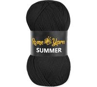 Rome Yarn Summer Yarn | Silk Effect | #2 Fine, 4 Ply (UK), Sport (USA) | 100 g | 350 m | Anti-Pilling Acrylic Yarn | Knitting Thread Crochet Art Lace Craft (1 Pack, 940 Black)