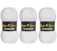 Rome Yarn Summer Yarn | Silk Effect | #2 Fine, 4 Ply (UK), Sport (USA) | 100 g | 350 m | Anti-Pilling Acrylic Yarn | Knitting Thread Crochet Art Lace Craft (3 Pack, 10 White)