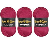 Rome Yarn Summer Yarn | Silk Effect | #2 Fine, 4 Ply (UK), Sport (USA) | 100 g | 350 m | Anti-Pilling Acrylic Yarn | Knitting Thread Crochet Art Lace Craft (3 Pack, 747 Dark Damson)